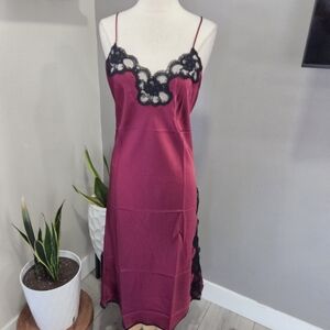 Elegant Burgundy Lace Slip Dress